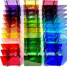 ILLUCKAI 36 Sheets Transparent Stained Glass Sheets, 6 x 4 Inch Cathedral Art Gl