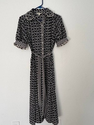 max shirt dress Max Studio London Midi Shirt Dress XS Black White Floral Print Button Front Belt