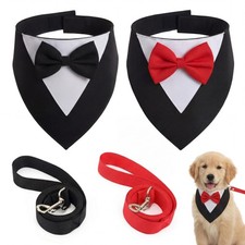 4 Pcs Formal Dog Outfit Dog Tuxedo Sets with Bowtie Wedding Dogs Bandana Coll...