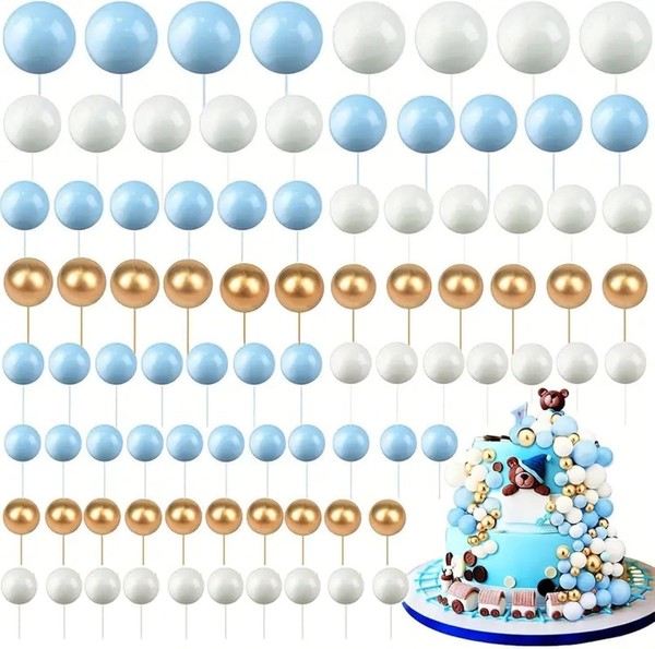 120 StüCk Tortendeko Kugeln Cake Topper, Kuchen Dekoration Kugel DIY Mini-image