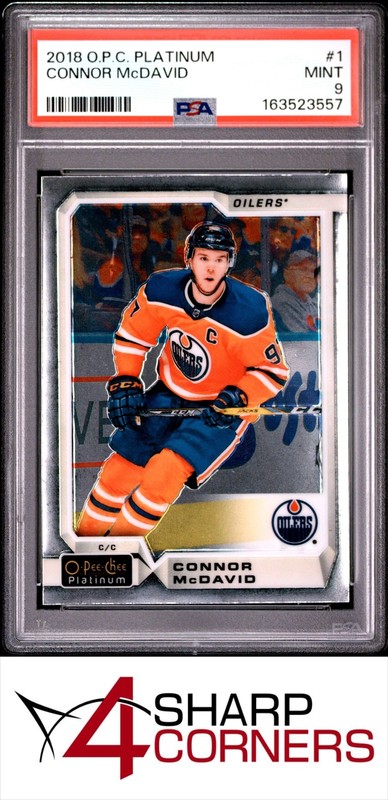 2018 O-PEE-CHEE PLATINUM #1 CONNOR McDAVID OILERS POP 4 PSA 9