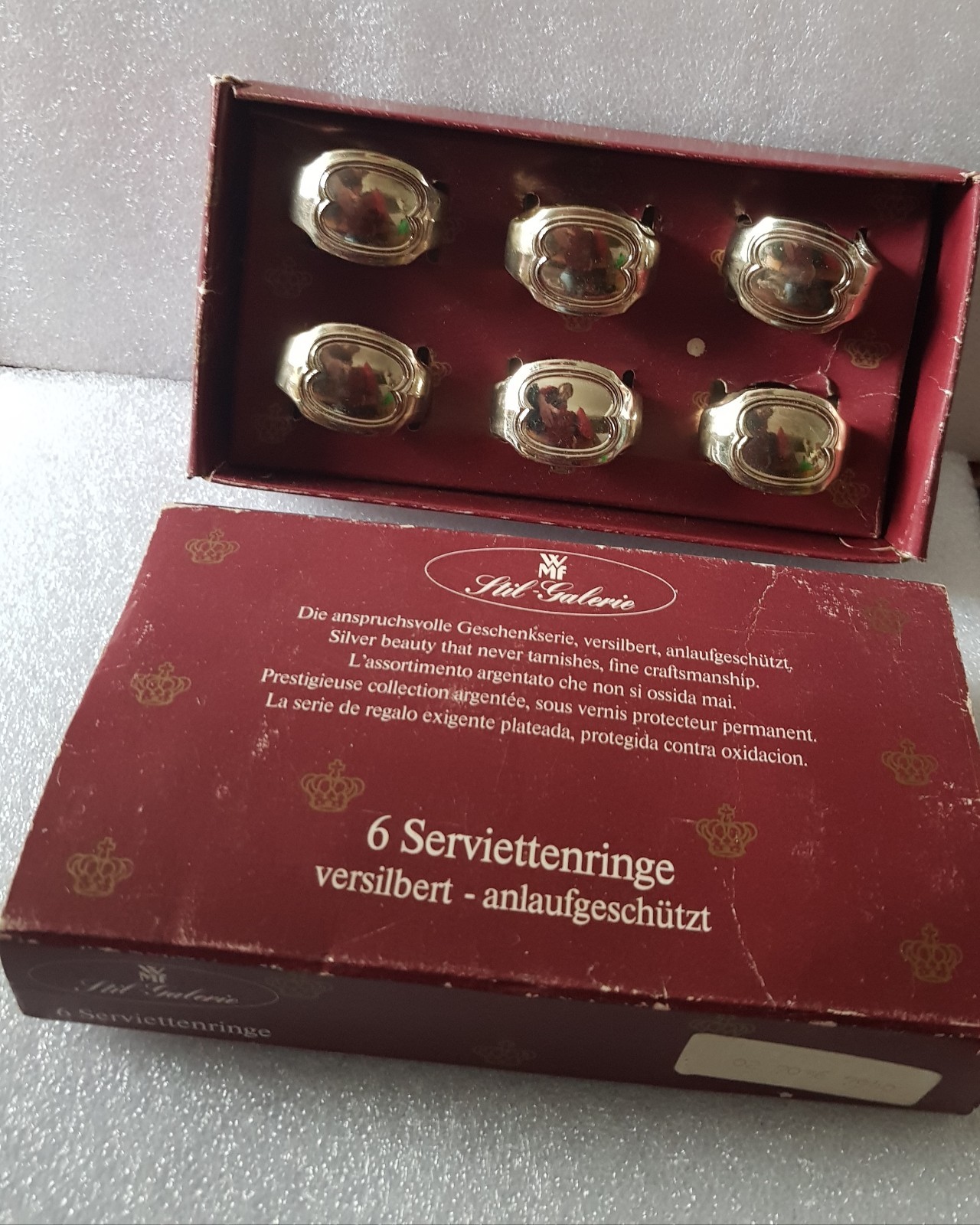 Ronds de serviette WMF Stile-Galerie lot de 6 bagues de table argentées