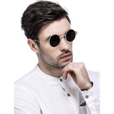 Gothic Steampunk Sunglasses Men Women Metal WrapEyeglasses Round Shades Trendy