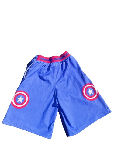 Boys Under Armour Shorts Youth Small 8/10 Loose Fit MARVEL Great Condition - Picture 8 of 10