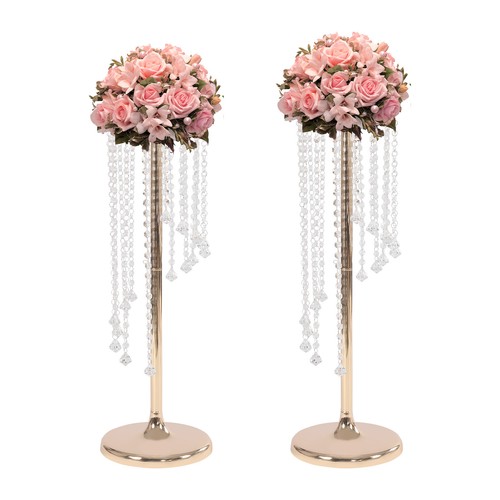 Wedding Centerpieces Gold Vases - 2 Pcs 70cm Tall Crystal Flower Vase - Picture 14 of 14