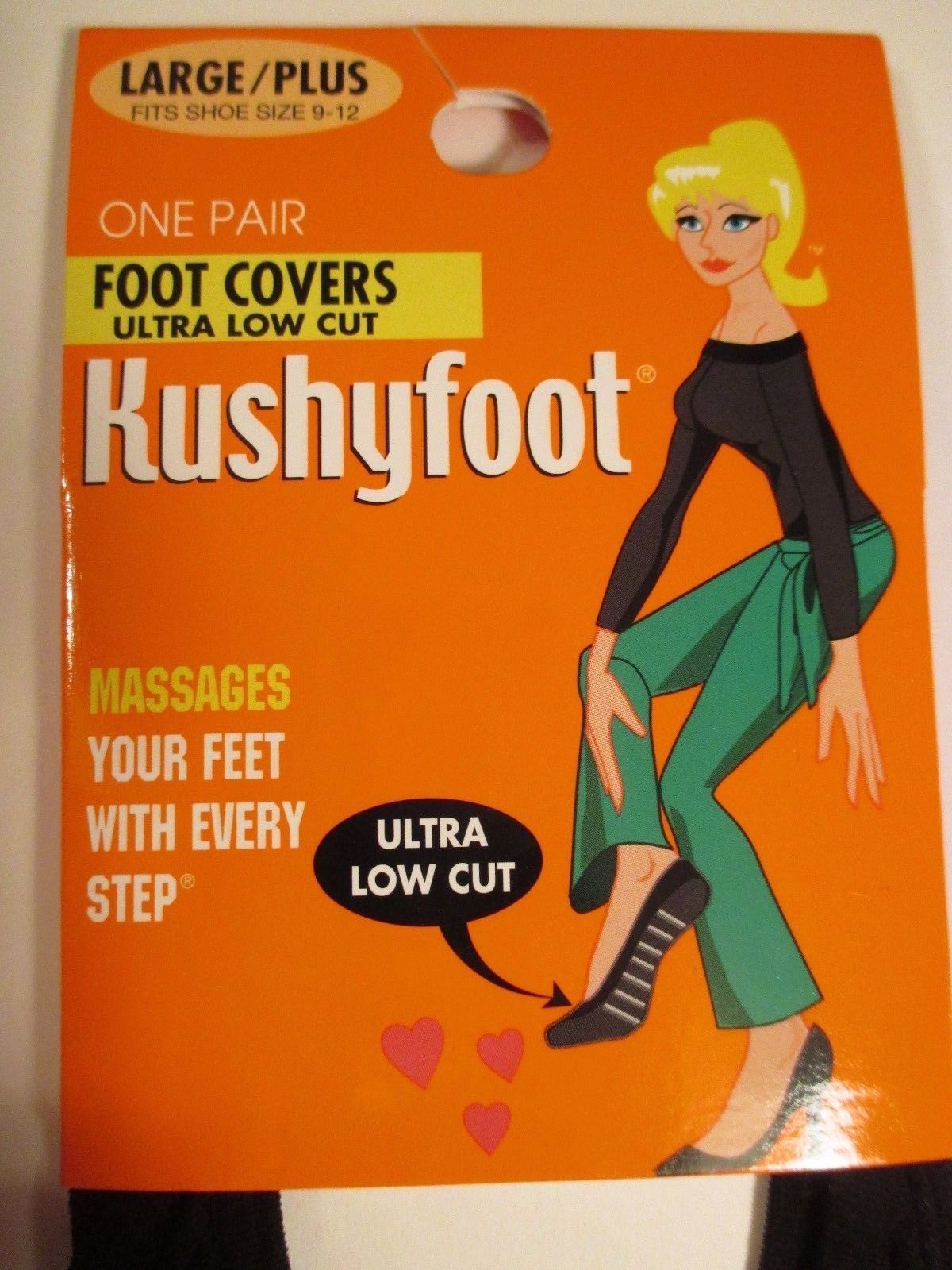 1 Pair KUSHYFOOT Solid Black Ultra Low Cut Foot CoversLarge/PlusShoe