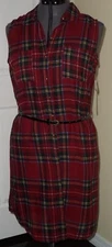 *DRESS CLUB SHIRT DRESS SIZE M RED PLAID 2PC. LIGHTWEIGHT NWT