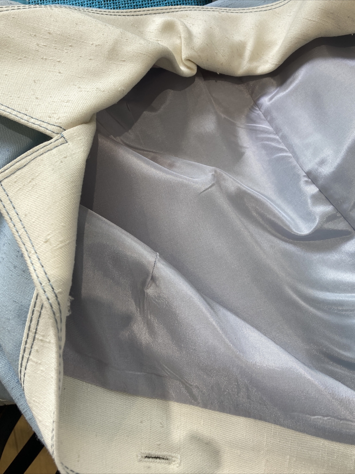 1970s Blue/Cream Button Through Coat Dress by Caroline Rohmer, Paris 9