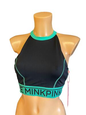 NEU MIT ETIKETT NERZPINK TRAINING IT OUT BAUCHFREIES TOP SPORT anit feuchtigkeitsableitend SCHWARZ GRÜN SMALL