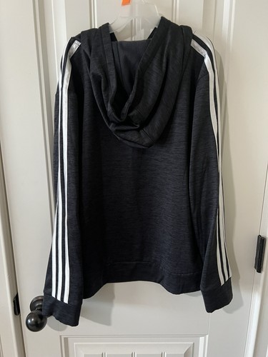 Adidas Hoodie Melange Fleece Sweatshirt Dark Gray Soft Cozy Youth Medium (10/12) - Picture 11 of 13