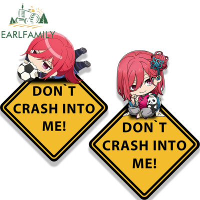 EARLFAMILY 5.1'' Chigiri Chibi Warning Don't Crash Into Me Sign Car Stickers