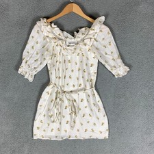 Reformation Indio Linen Dress Size Small Rosebud Floral Off The Shoulder Ruffled