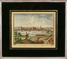 Peter Schenk (German, 1660-1711) Original Wood Engraving Hand colored Print 1752