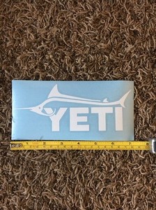 Yeti Sticker Decal Marlin Fish White Approx 7"