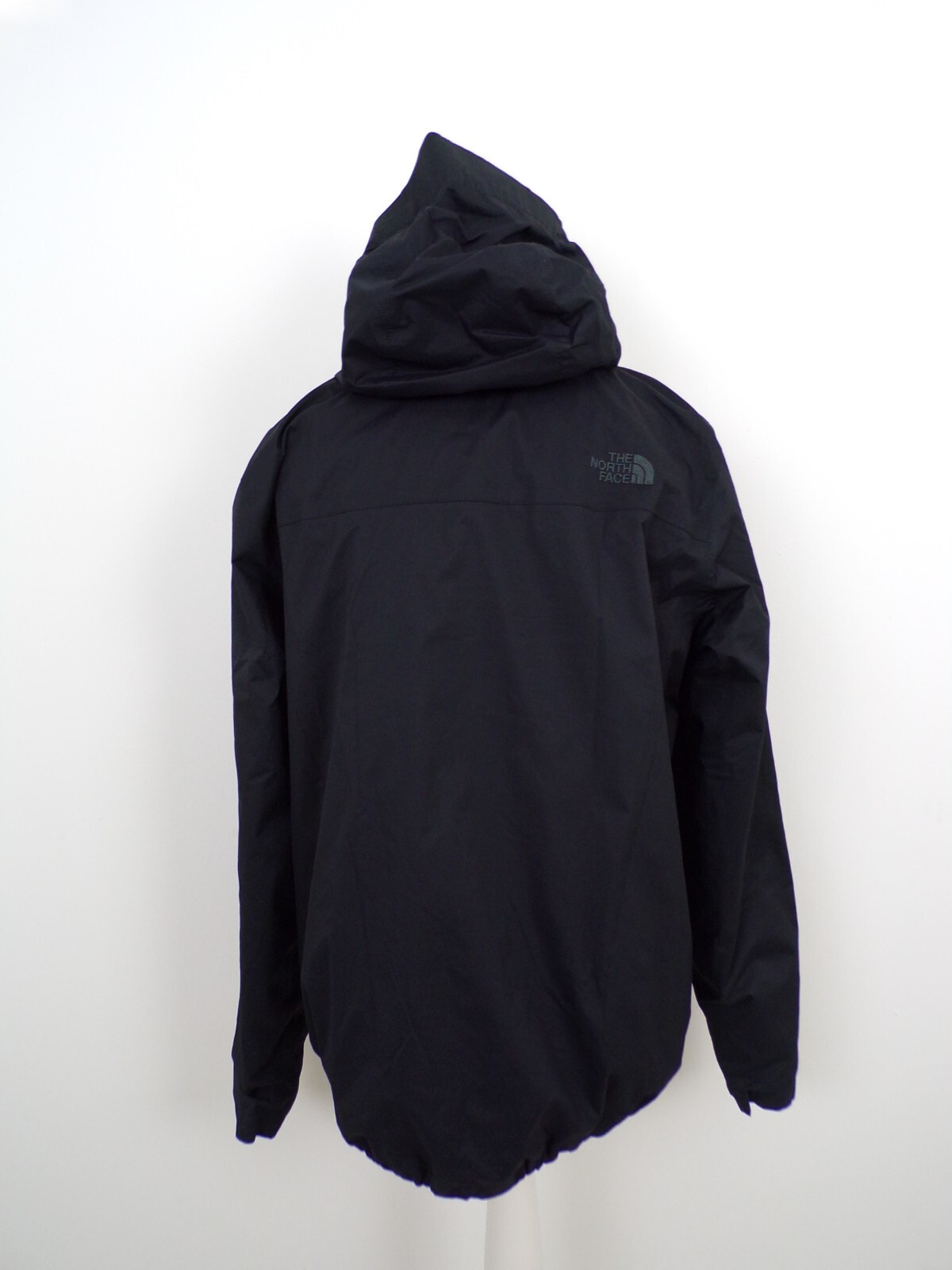 North Face Waterproof Jacket Size L Black Waxed Logo Hooded Pockets Zip