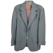 Haggar Vintage Mens Blazer Sport Coat Gray 44 Long Two Button Business Casual
