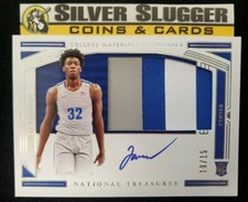 2020-21 James Wiseman Panini National Treasures Collegiate Patch Auto /15 RC RPA