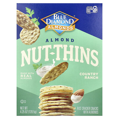 Almond Nut-Thins , Rice Cracker Snacks with Almonds, Country Ranch, 4.25 oz