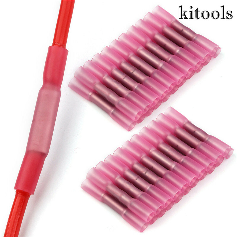 1000Pcs Heat Shrink Butt Connectors - Red, 22-16 AWG Waterproof Wire Terminals