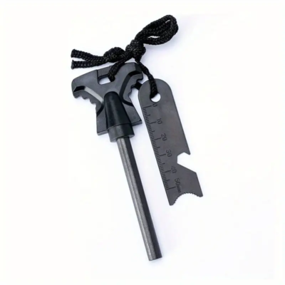 Fire Starter Survival Tool – Ferro Rod Kit With Wood Handle, Multi-Tool Striker & Pouch (2 Packs)