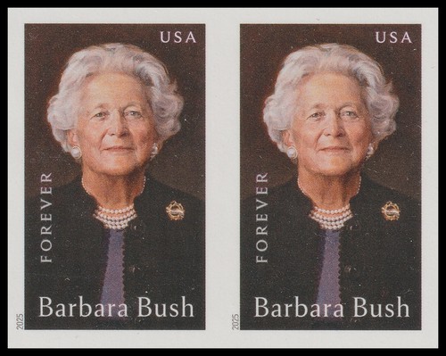 US 6022a Barbara Bush imperf horz pair MNH 2025