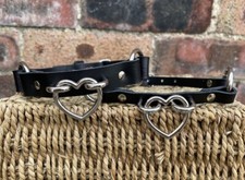 Leather Three Ring & Hoop Choker Choice of Colours & Width Handmade Real Leather