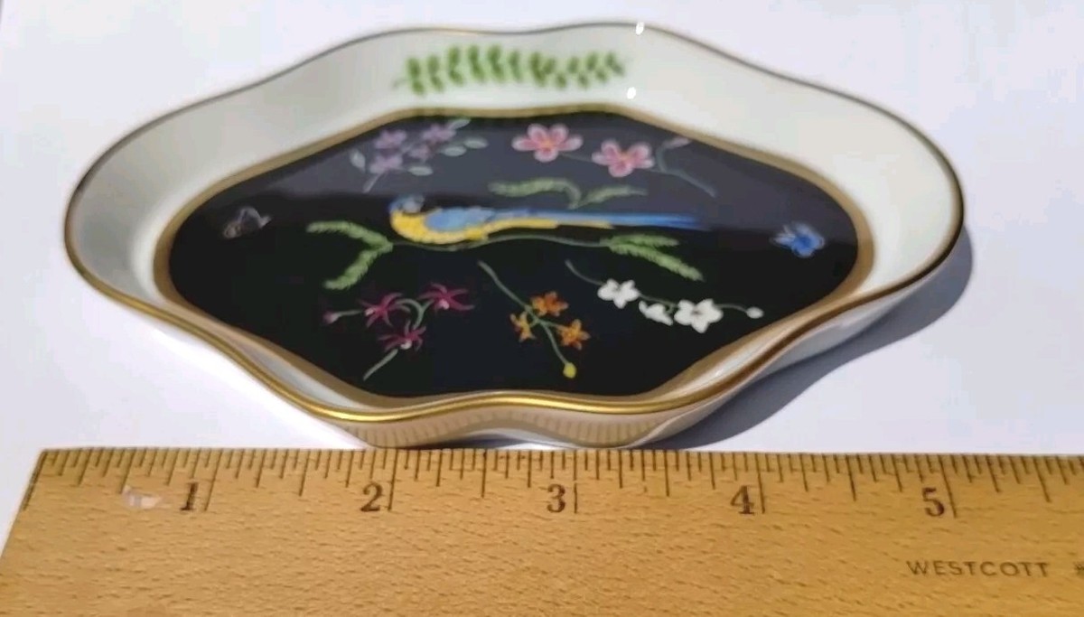 Lynn Chase JAGUAR JUNGLE Trinket Dish Bird Black Gold  display picture 1