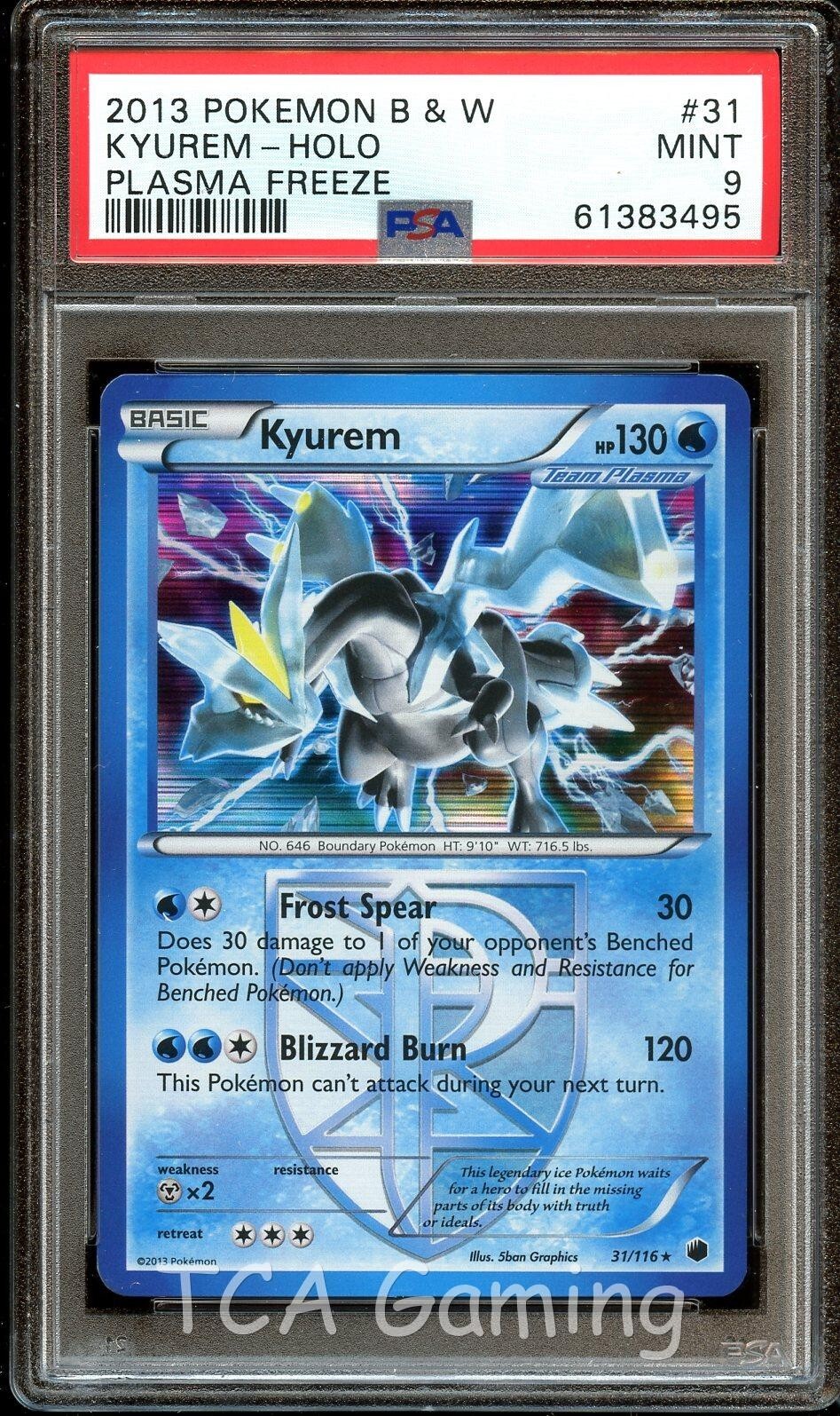 PSA 9 MINT Kyurem 31/116 HOLO RARE BW Plasma Freeze Pokemon Card 495