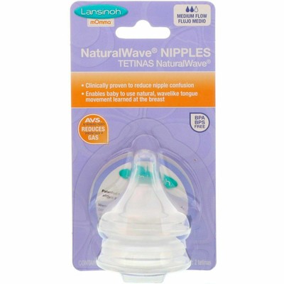 Pack of 2 Lansinoh Natural Wave Teats Medium Flow