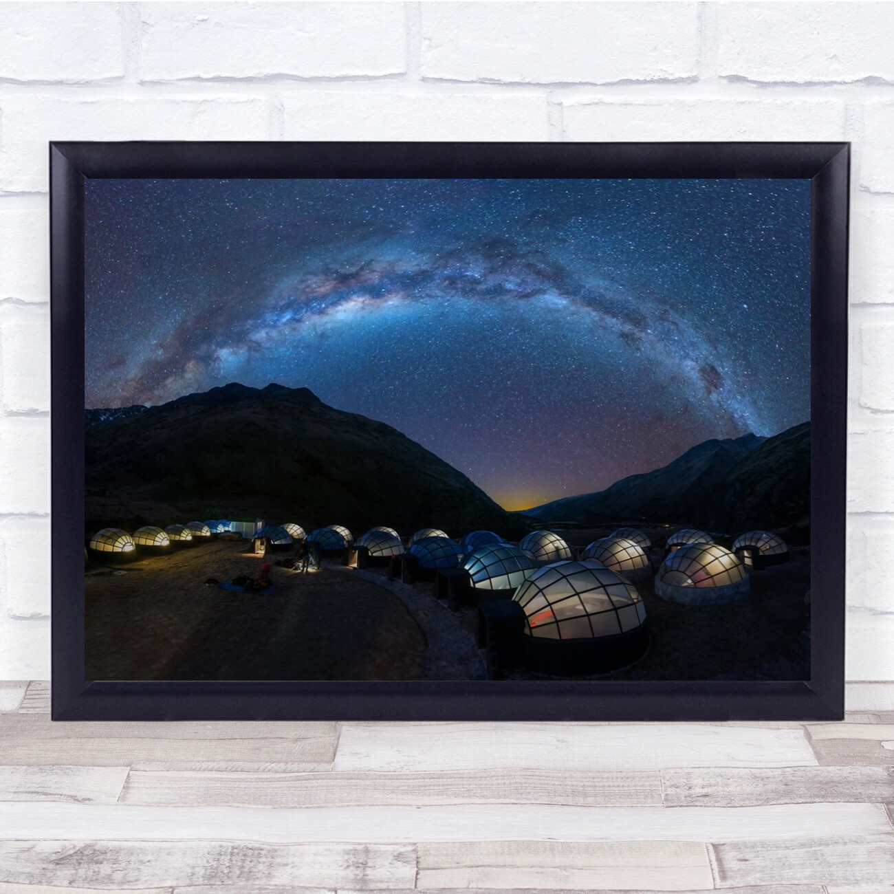 Sky Dome In Night Galaxy camping night sky Wall Art Print