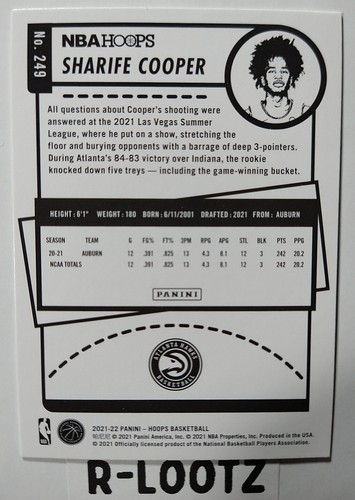 Tarjeta de novato 2021-22 Panini NBA HOOPS Sharife Cooper - ¡Explosión verde azulado! - Imagen 4 de 4