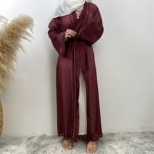 Modest Open Kaftan Women Muslim Cardigan Long Dress Abaya Dubai Kimono Robe Prom