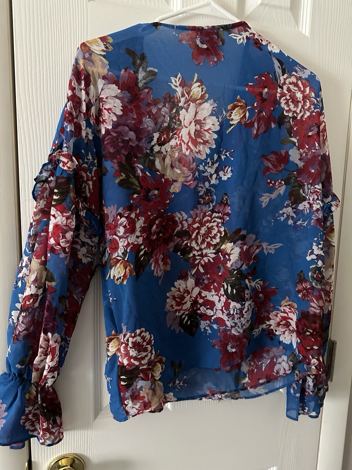 Elie Tahari Blue Red Blossom Blouse Size Small Ch… - image 3