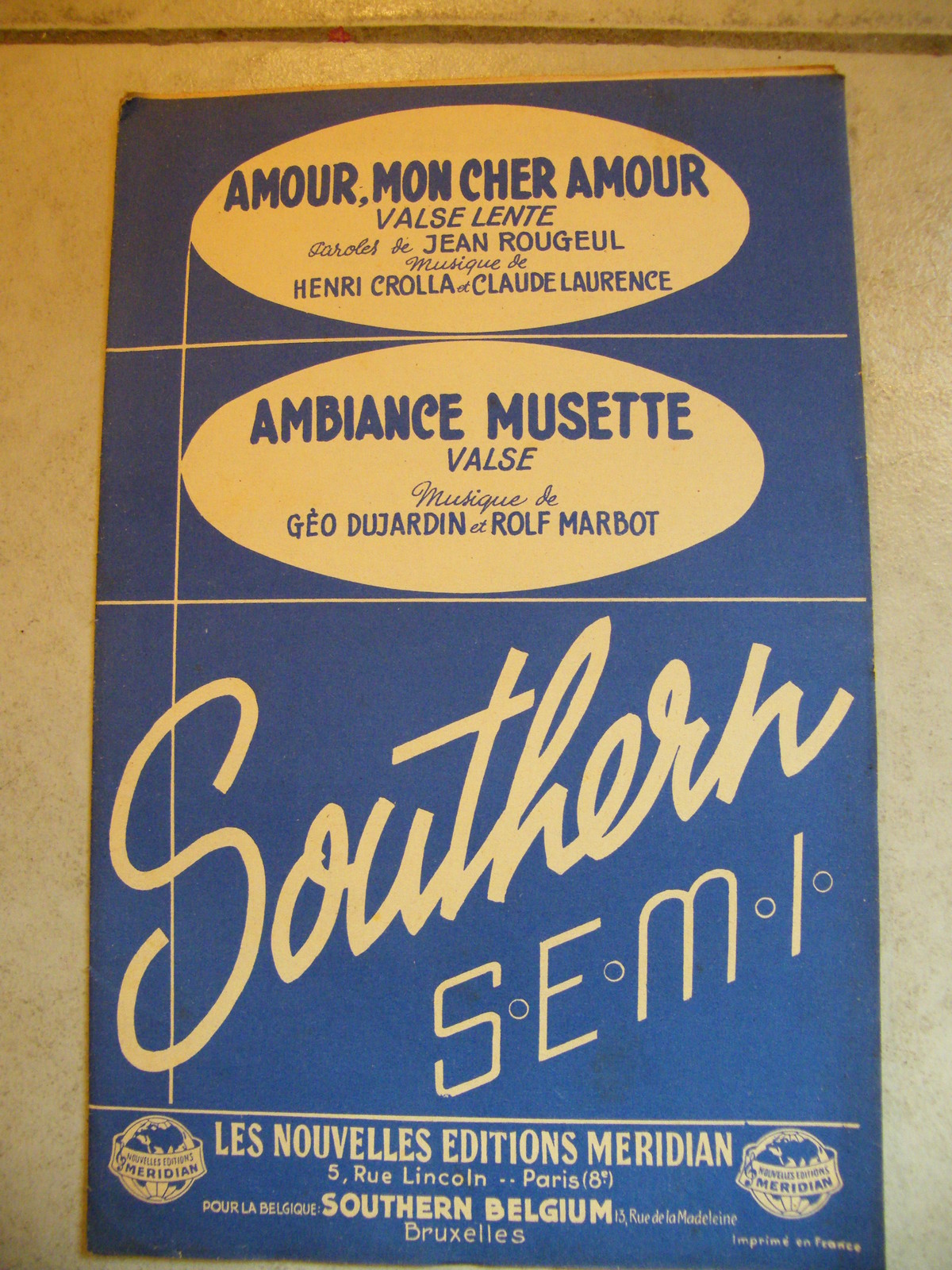 "Partitura Amour Mon Barato Amour Ambiente Musette Vals Dujardin Marbot"