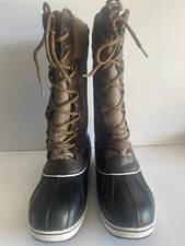 Winter Snow Boots Tall Mid-Calf Non-Slip Waterproof Brown-(Sz-12) NEW