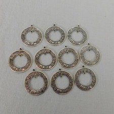 10 Round Silver Tone Detailed Earring Chandelier Connector Jewelry Making 1" Dia