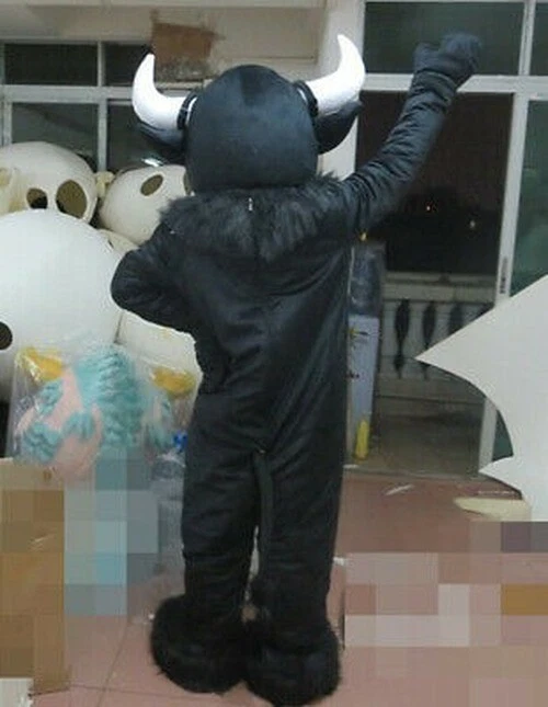 Disfraz de Mascota Toro Negro Juegos con disfraces Fiesta Juego Vestido Conjunto Publicidad Elegante Foto 3 de 3