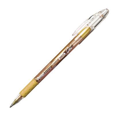 K908X Pentel Sunburst Metallic Gel Roller Pen, Medium Tip, Gold, Pack of 1