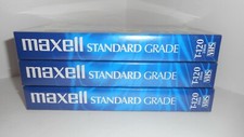 Lot of 3 Maxwell Standard Grade Blank T-120 Video VHS Cassettes New Unopened