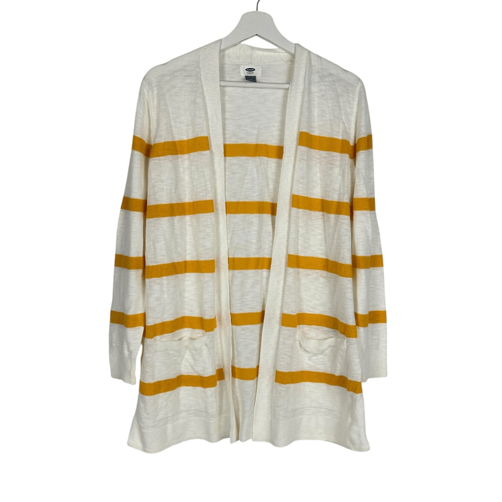 Old Navy Cream Mustard Stripe Cardigan size Medium