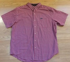 Chaps Mens XL Red plaid Short Sleeve Button Up Shirt Left Front Pocket Nice!