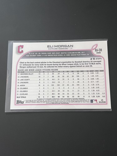 2022 Topps Chrome Eli Morgan #RA-EM Rookie Autographs Cleveland Guardians - Picture 3 of 3