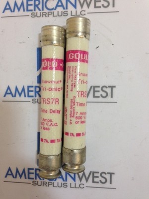Gould Shawmut Tri-onic TRS7R 7 AMP 600VAC Time Delay Lot of 2 Used