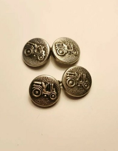 Boutons De Manchette Argentés Dragon Couronné - Paire Occasion Très Bon état, Fabriqué En France