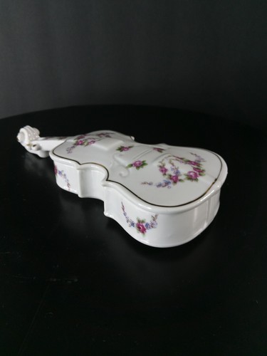 Caja de baratija de instrumentos de viola de porcelana vintage hecha en Japón - Imagen 12 de 16