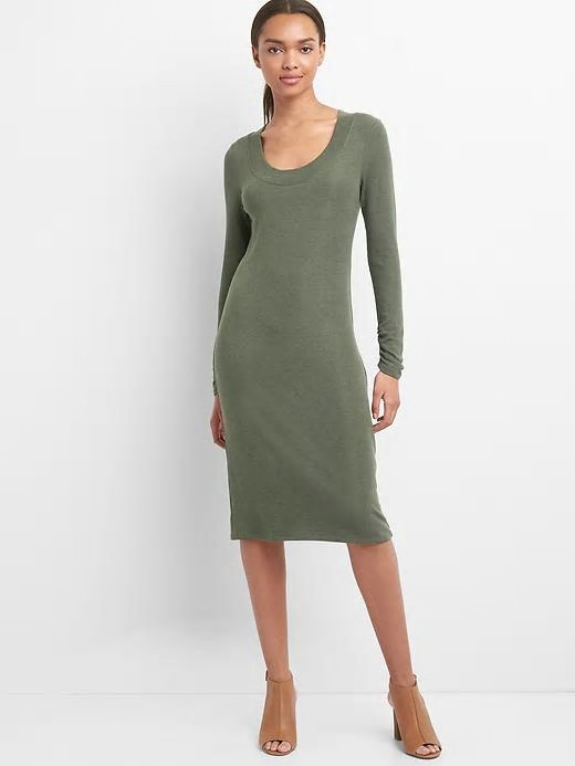 olive green fitted dress Lanetta Olive Ruched High-Neck Maxi Dress With Split – Club L London main image 1