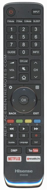 Hisense OEM Remote Control (ERF3M90H) for Select Hisense TVs - Black Hisense OEM Remote Control (ERF3M90H) for Select Hisense TVs - Black