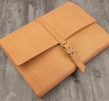 file Folder pocket cow Leather laptop bag Briefcase iPad Case pouch yellow 630