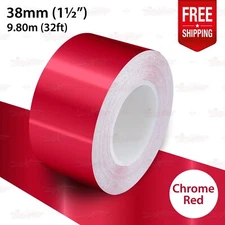 CHROME RED 1.5" 38mm Roll PIN STRIPE Car Striping Line TAPE Decal Vinyl Sticker