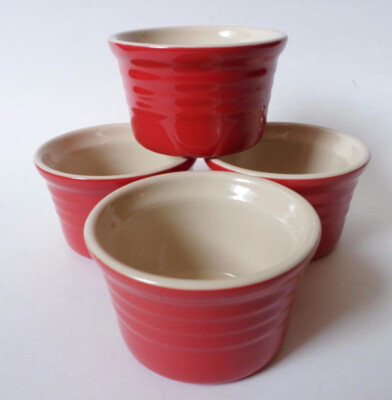 Le Creuset Stoneware Ramekins Custard Cups Set Of Cherry Red